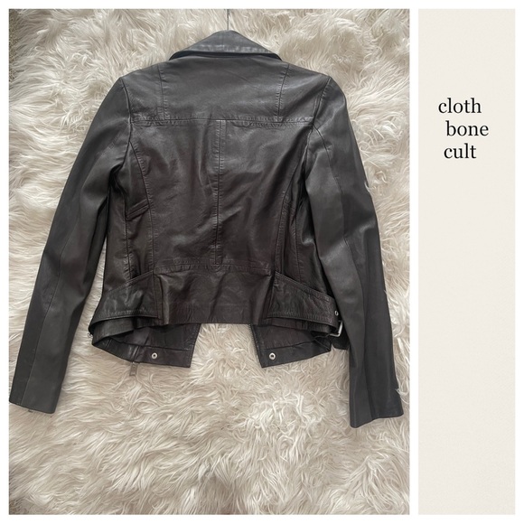 ALL SAINTS Dark Gray/Black Soft Leather Biker Jacket - Picture 14 of 14